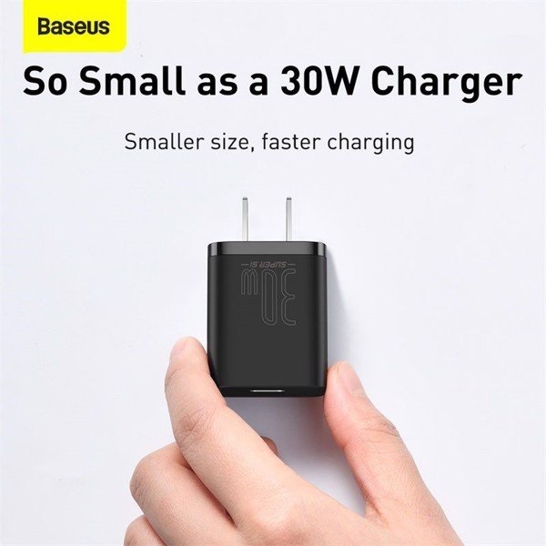 Củ sạc nhanh Baseus Super Si Quick Charger 30W dùng cho iPhone/ Samsung/ OPPO (30W, Type C, PD/ QC3.0 Quick charger)