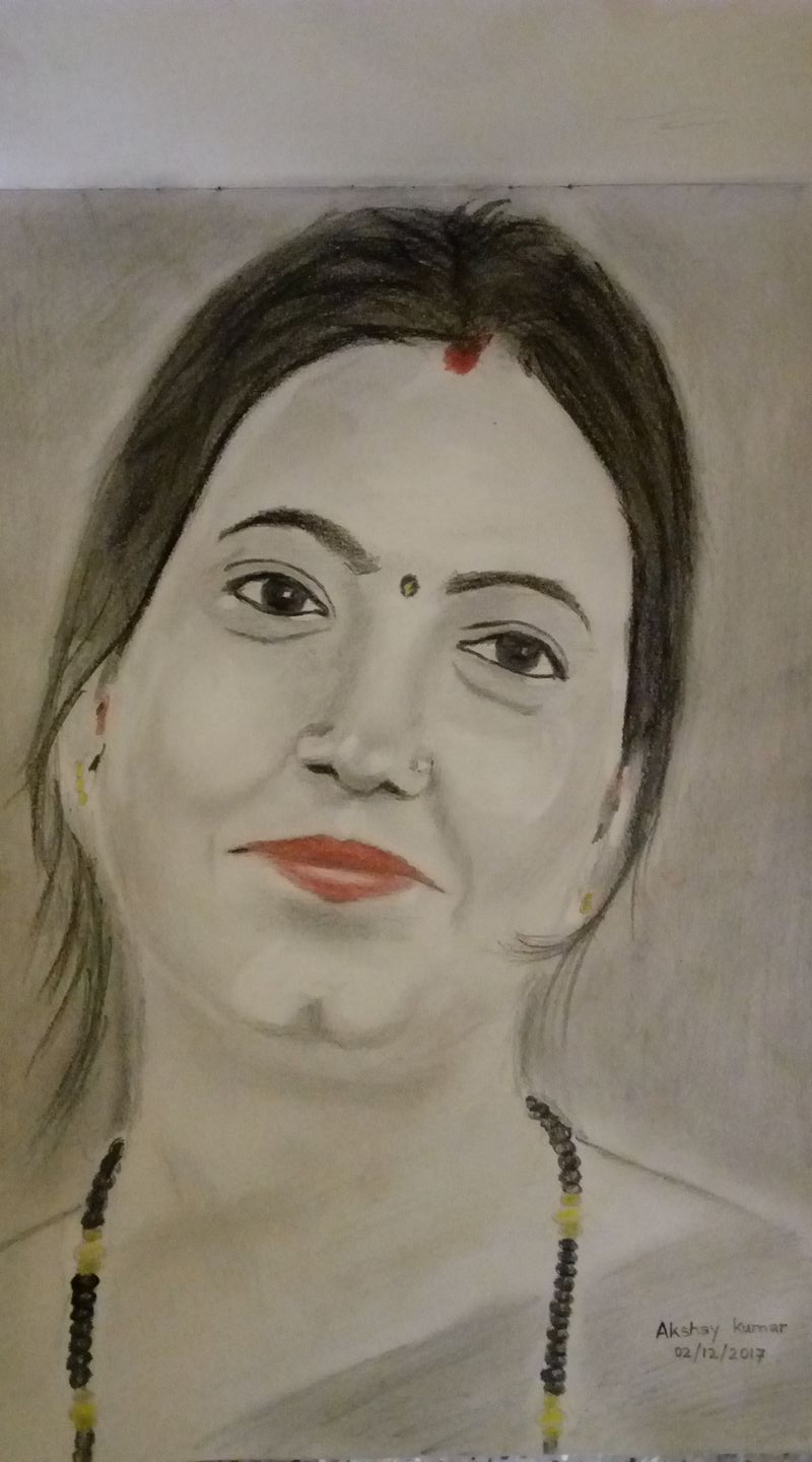 AKSHAY KUMAR: Pencil Sketch Drawing of Jyoti Kumari from Bhagalpur