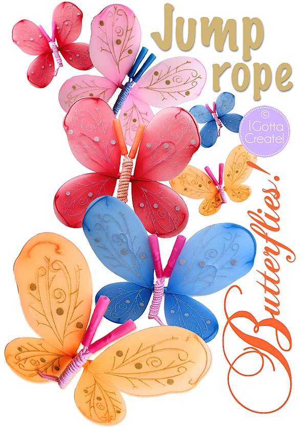 Jump Rope & Fairy Wing DIY Butterflies. Tutorial at I Gotta Create!