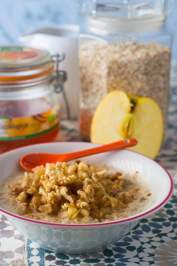 Gachas de avena, manzana y canela #desayuno #saludable #porridge #sinlactosa #singluten