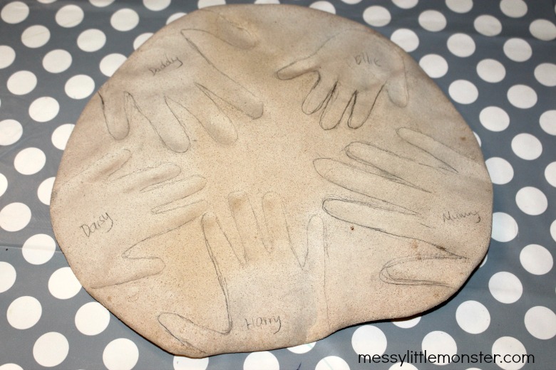 Salt dough family handprints