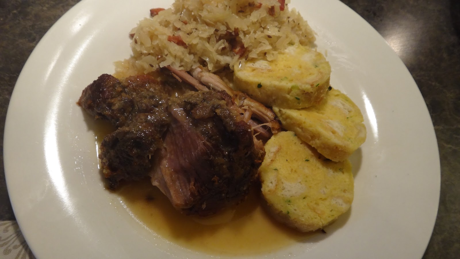 Czech Roast Pork and Dumplings with Sauerkraut