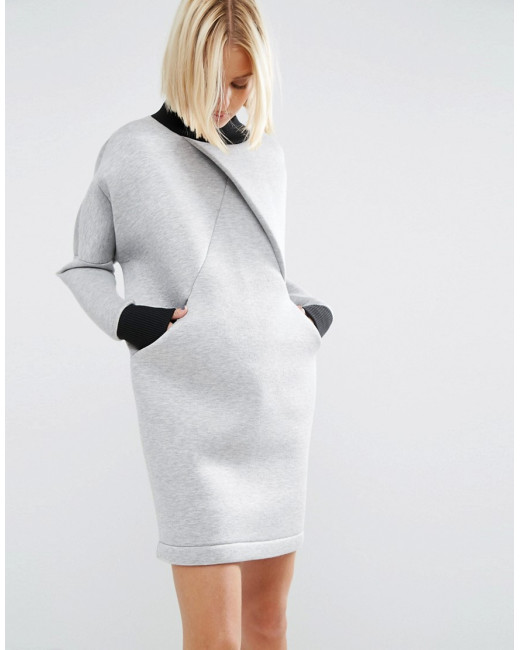 https://www.lyst.com.au/clothing/asos-white-cross-front-sweater-dress-grey/, natalie in the city, chicago, fashion blogger, lyst, midwest, chicago, lace up dress, fall dresses, plus size fashion