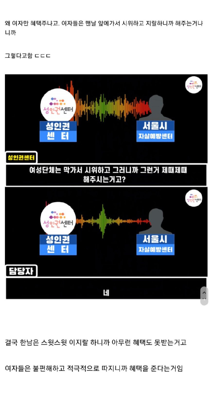 서울시 남녀차별 정책에 전화로 항의한 한국남자 - 꾸르