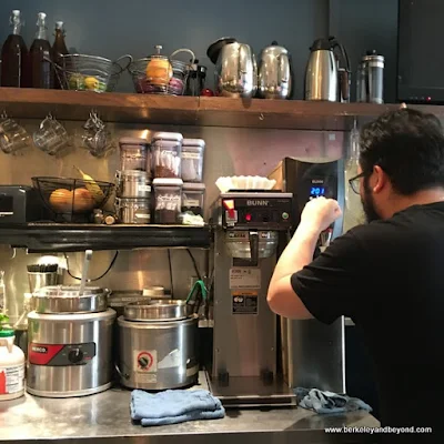barista at Guerilla Cafe in Berkeley, California