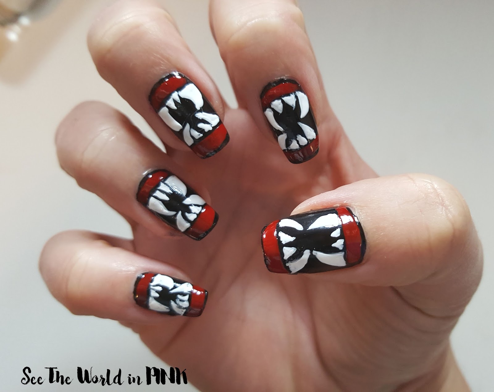 Halloween Manicure Tuesday Vampire Teeth Nail Art See the World in PINK