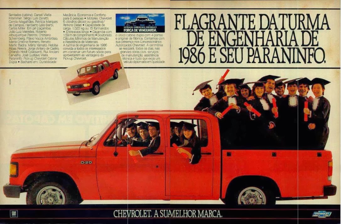 Propaganda da pickup D-20 da Chevrolet em 1986.