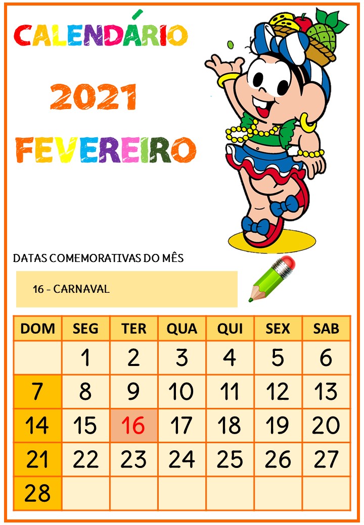 Calendário Turma da Monica