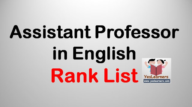 Assistant Professor in English Rank List 2017