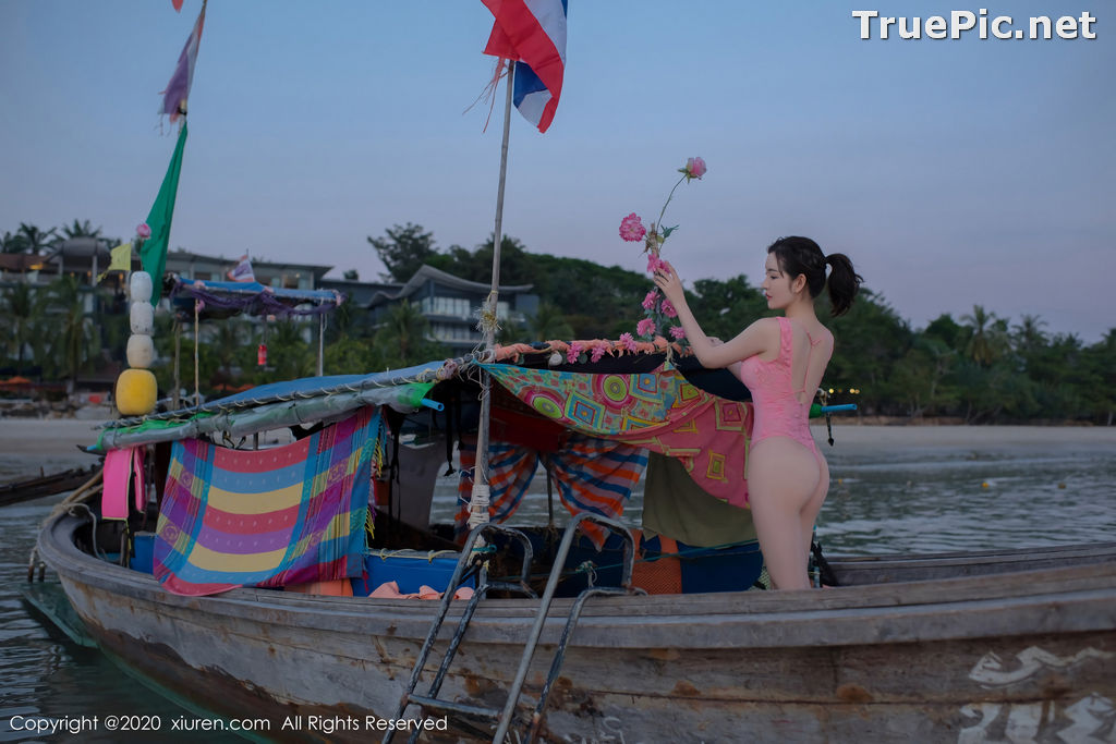 Image XIUREN No.2340 - Chinese Model Shen Mengyao (沈梦瑶) - Sexy Pink Monokini on the Beach - TruePic.net - Picture-21