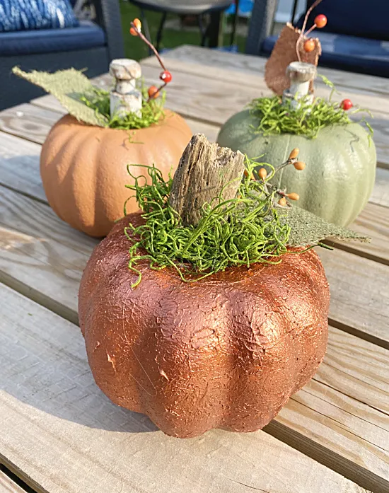 trio of textured pumpkins