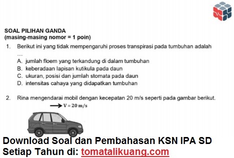 Soal Kunci Jawaban Osk Ksn K Ipa Sd 2020 Pdf Tingkat Kabupaten Kota