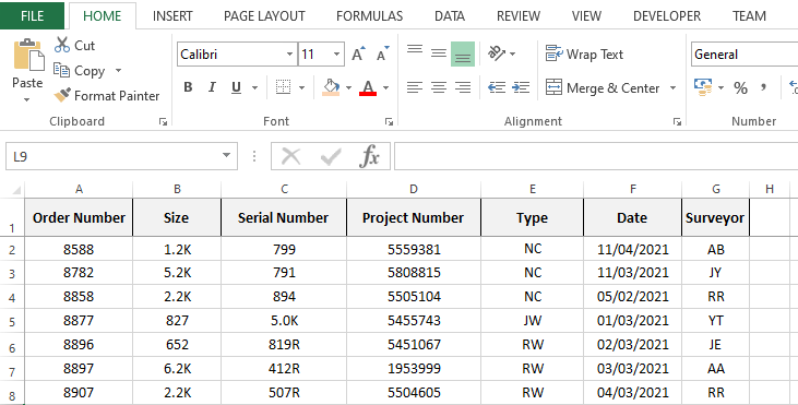 Excel database