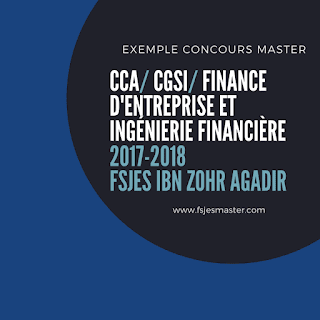 Exemple concours Master CCA/ CGSI/ Finance d'Entreprise et Ingénierie Financière 2017-2018 - Fsjes Ibn Zohr Agadir