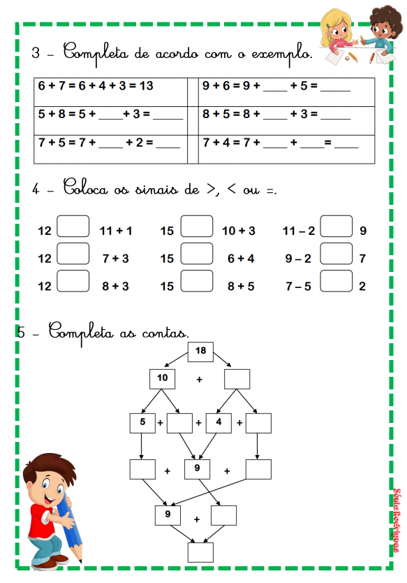 coisas que gosto de partilhar: Ficha de 1º ano - Problemas e diagrama