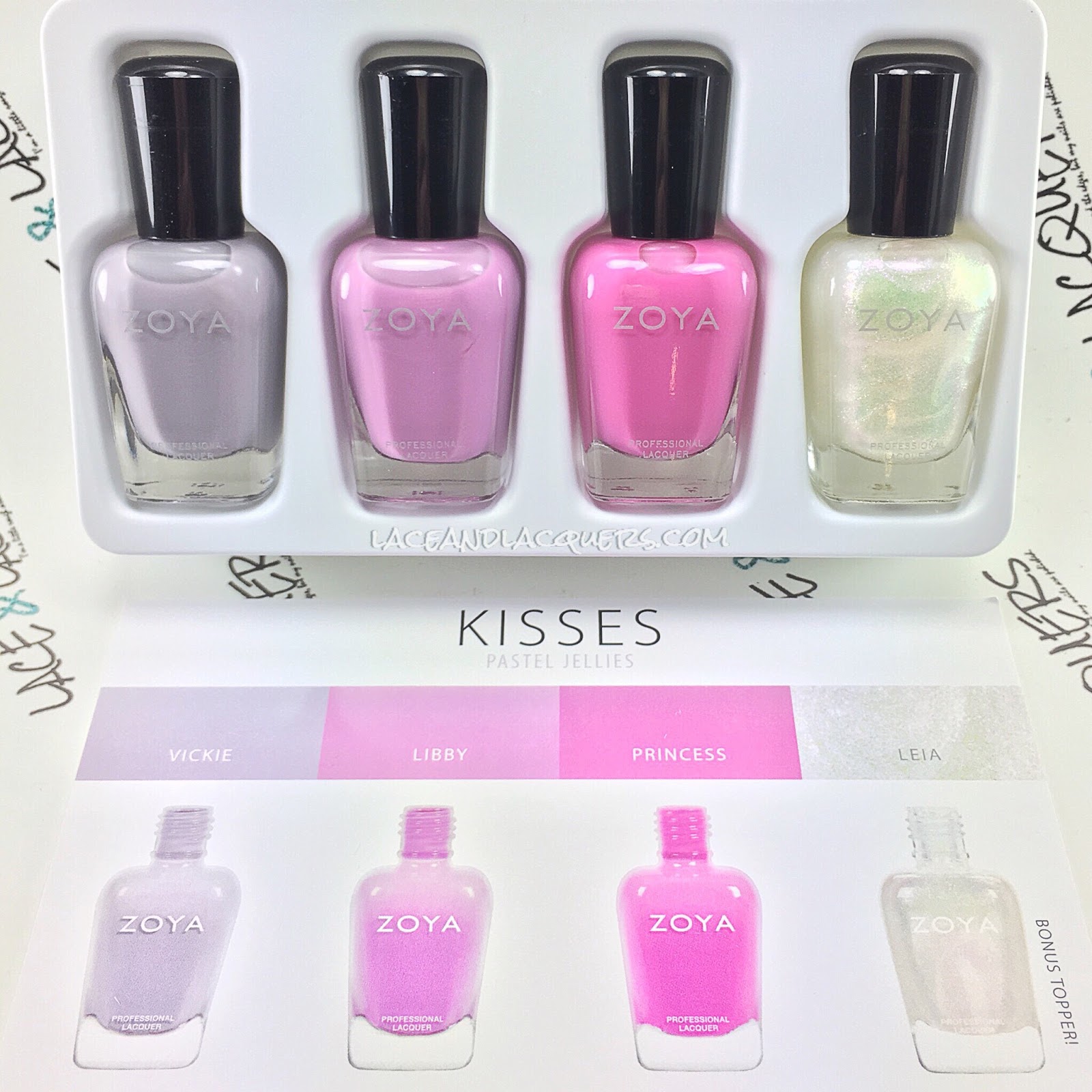 Lace and Lacquers ZOYA Kisses Pastel Jellies Quad Collection