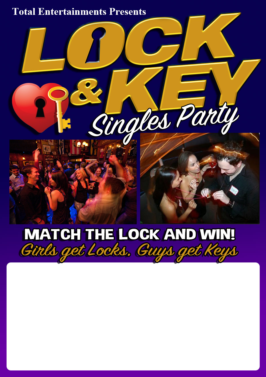 Corey Music and Event Promotions presents LOCK AND KEY DATING NIGHTS