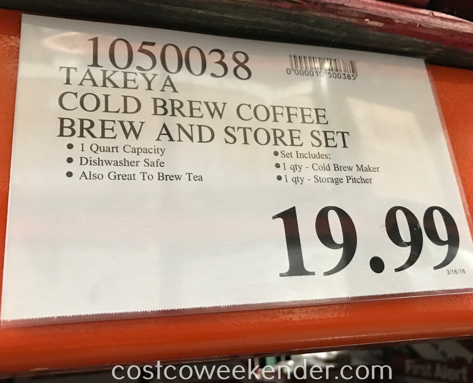 Takeya Cold Brew Coffee Maker Brew & Store Set Costco Weekender