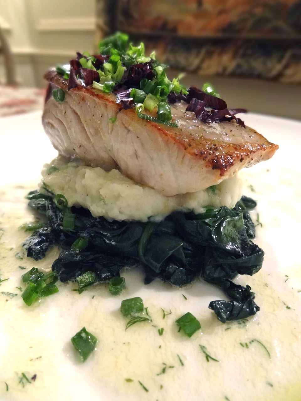 Scrumpdillyicious Sautéed MahiMahi with Spinach & Mash