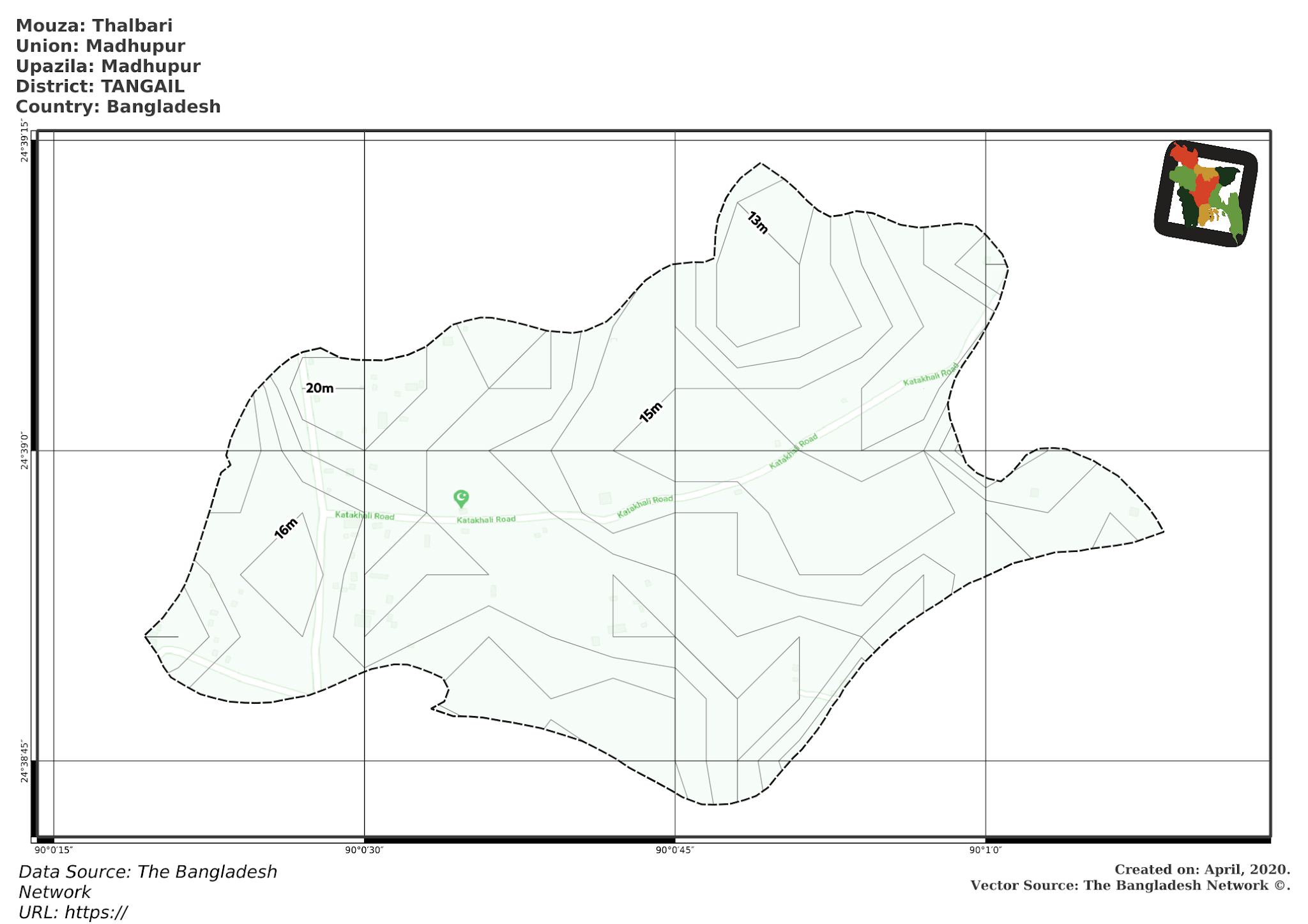 Map of Thalbari Mouza of Madhupur Upazila, TANGAIL, Bangladesh.