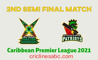 100% Sure Match Prediction Guyana Amazon Warrior vs St Kitts and Nevis Patriots 2nd Semifinal Match CPL T20 100% Sure Report
