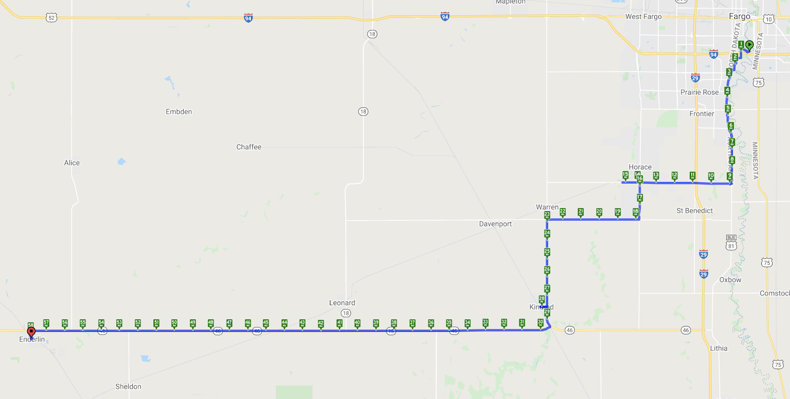 Covid Cross Day 26 Fargo, ND to Enderlin, ND