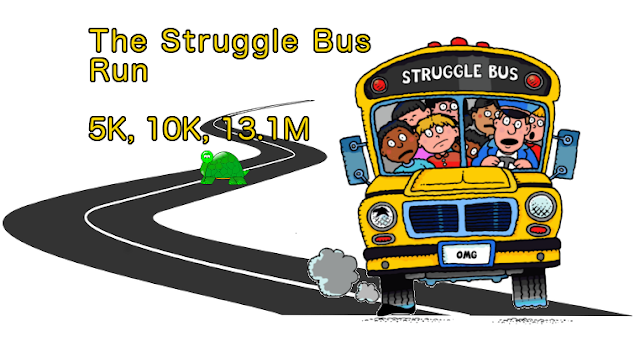 The Struggle Bus Run Virtual Race 5k 10k half marathon Races Medals Charity Momentum Jewelry MyoBuddy Sports Massager Sockwell compression socks Arctic Zero ice cream Grind For Life virtual running club