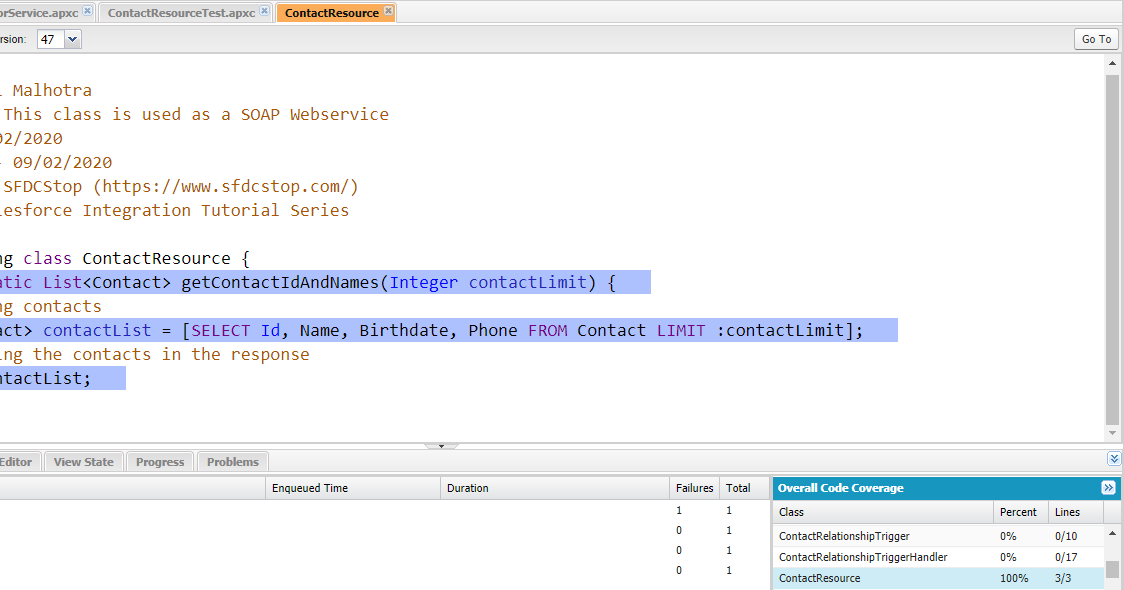Salesforce Integration Tutorial Part 13 Creating a Test Class for a
