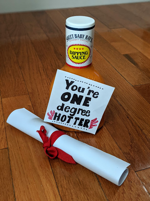 graduation gift, easy graduation gift, social distancing graduation gift, fun graduation gift, gift, hot sauce gift, unique graduation gift, one degree hotter, food saying, cheap graduation gift, diploma gift