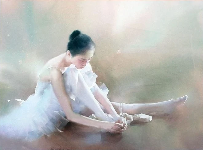 Liu Yi 1958 | Chinese Figurative Watercolour painter | The Ballet dancer