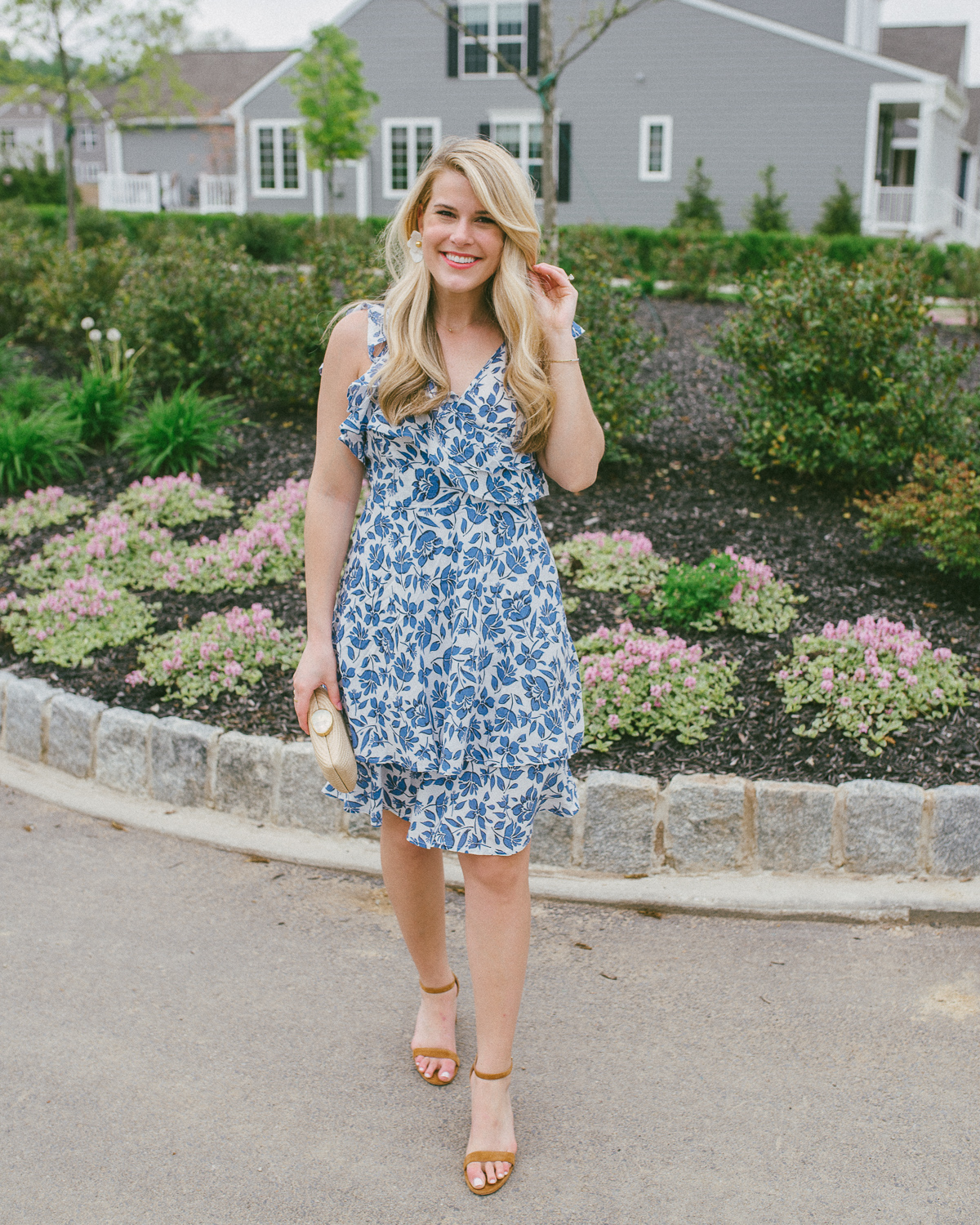 Summer Wind Blue and White Wedding Guest Dress