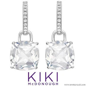 Kate Middleton jewelry Kiki McDonough White Topaz and Diamond Cushion Drop earrings