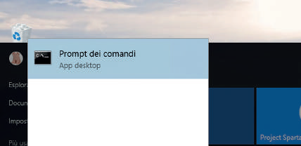 Come aprire prompt comandi in Windows 10