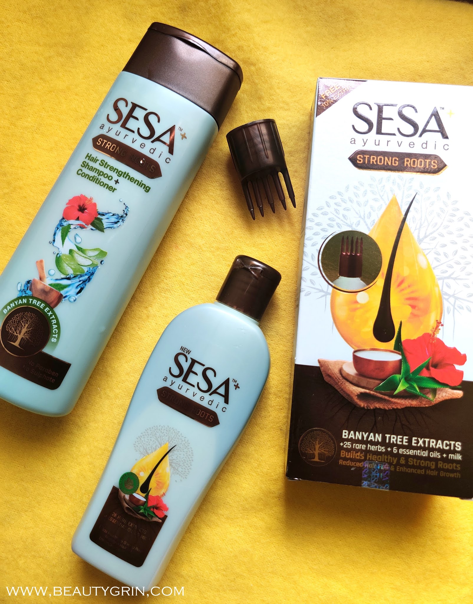 Trying out Sesa Ayurvedic Strong Roots Oil and Shampoo + Conditioner :  Review - BEAUTY GRIN