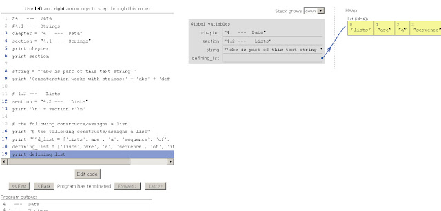 tk-tinker: Strings & Lists with P. Guo's Online Python Tutor