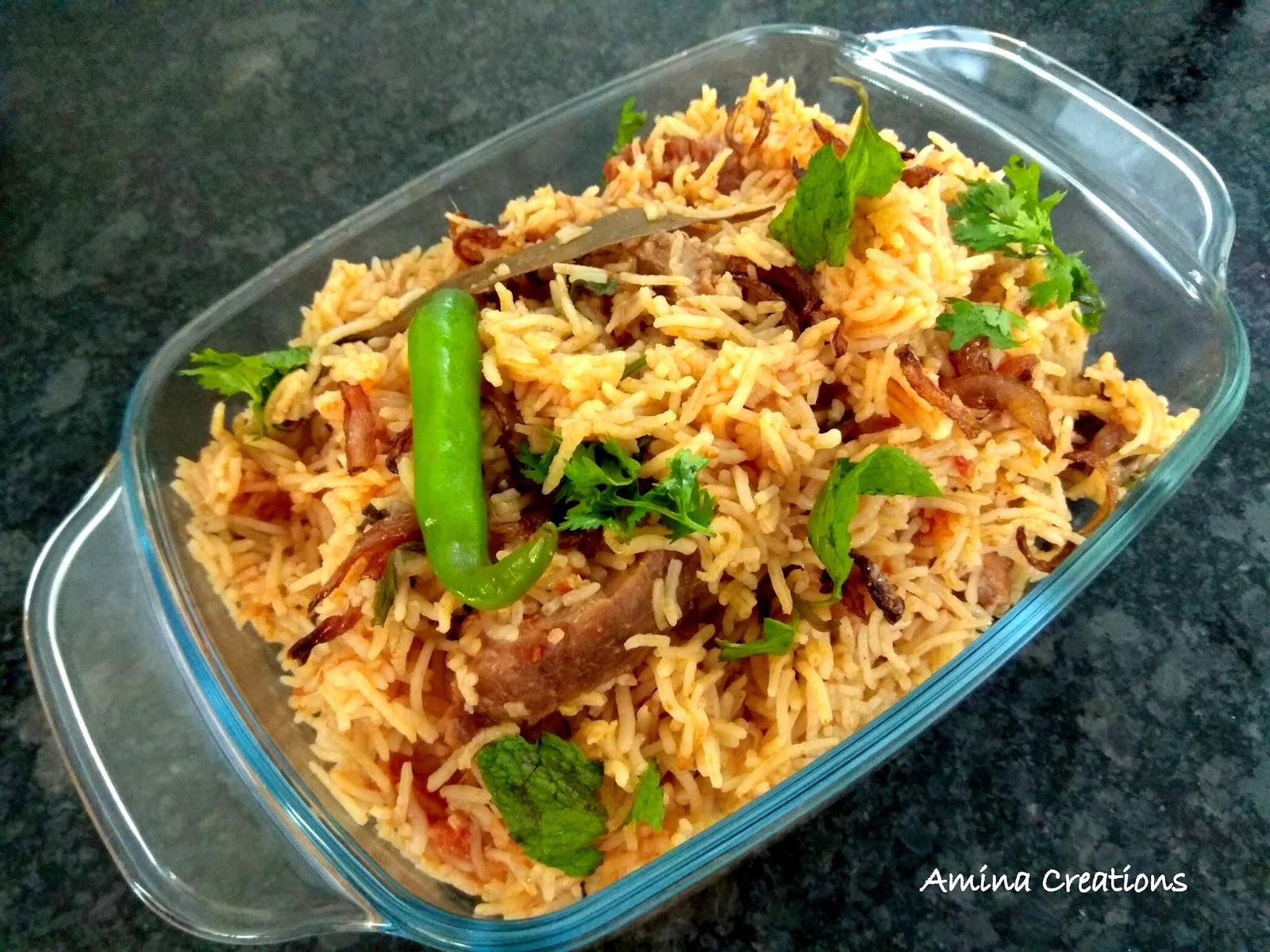 AMINA CREATIONS MUTTON DUM BIRYANI/ TRADITIONAL GOSHT DUM BIRYANI