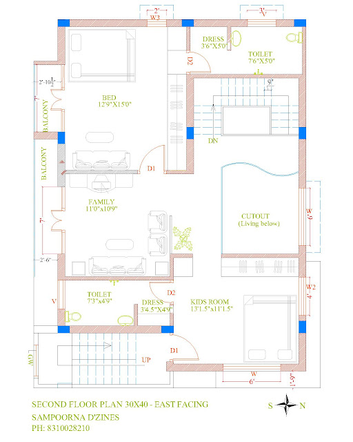 Duplex House 30 X60 Autocad Plan Drawing Free Dwg N Design Autocad House Plan Drawing Free