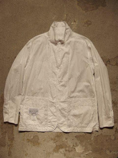 Engineered Garments "Loiter Jacket in White Pima Poplin"