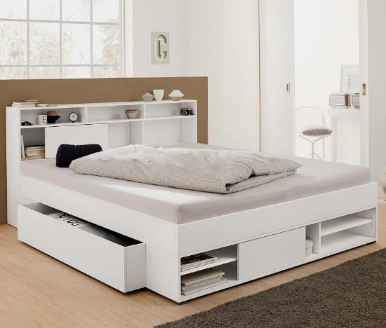 desain inspiratif tempat tidur dengan lemari di bawahnya