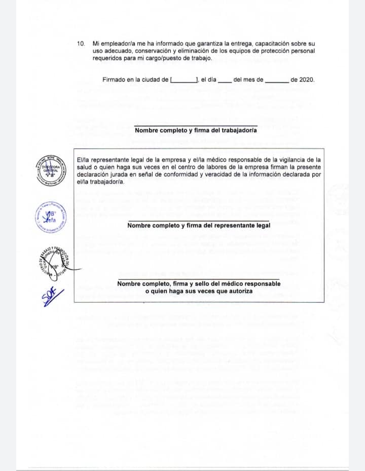 TRIBUTACION PERU Alan Emilio Matos Barzola: Formato de Declaración Jurada  de Responsabilidad Voluntaria para Trabajadores en Grupos de Riesgo CODIV-19