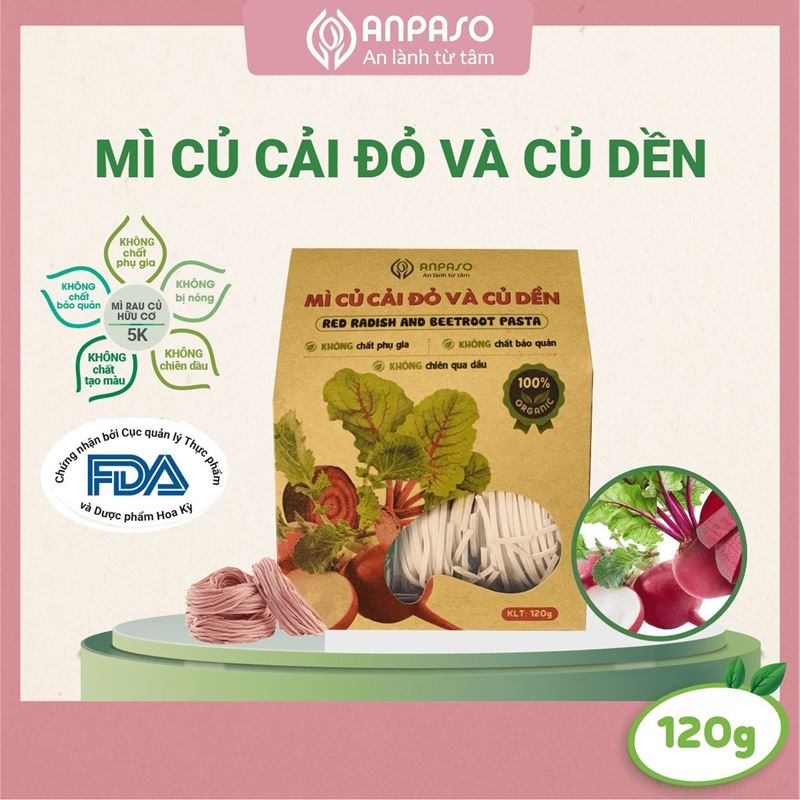 Anpaso Combo 2 gói Mì củ cải đỏ và củ dền Organic 120g.
