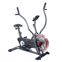 Sunny Health & Fitness SF-B2640 Air Bike Trainer, Fan Exercise Bike, with 17" diameter flywheel, air resistance, 4-way adjustable seat, moving handlebars with dual position grips