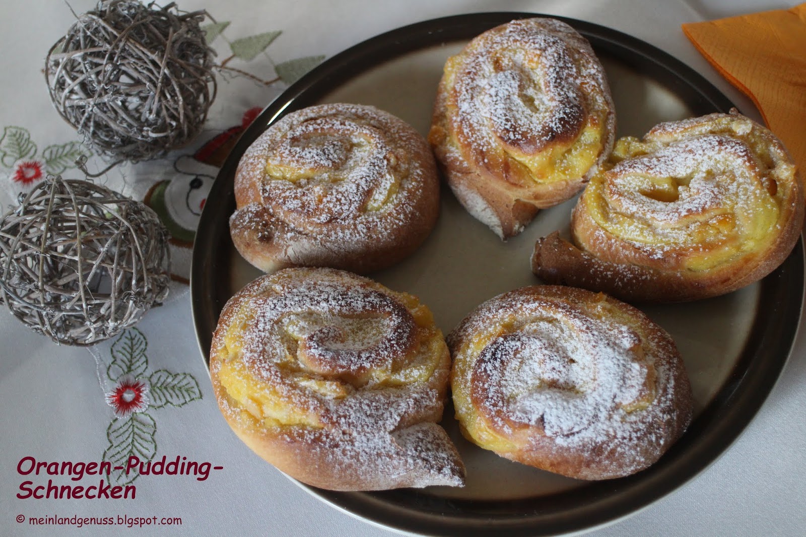 mein Land und Gartengenuss : Orangen-Pudding-Schnecken