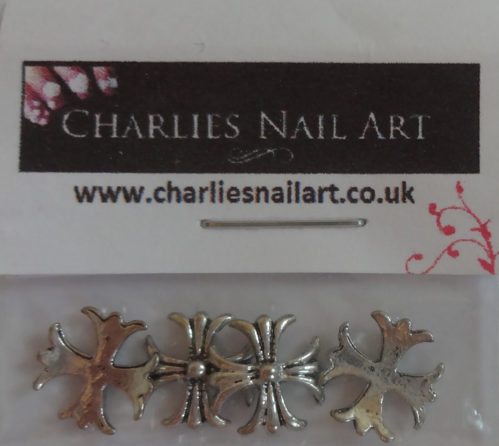 Wendy's Delights Silver tone 3D Gothic Crosses from Charlies Nail Art