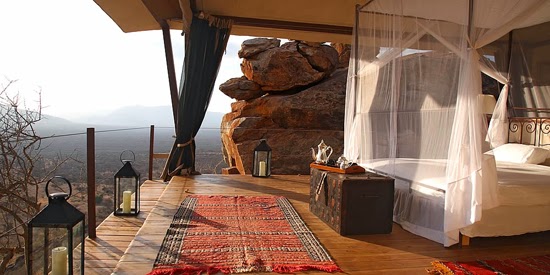 Safari Fusion blog | Four-poster beds | Safari style natural elements at Saruni Safari Lodge, Samburu Kenya