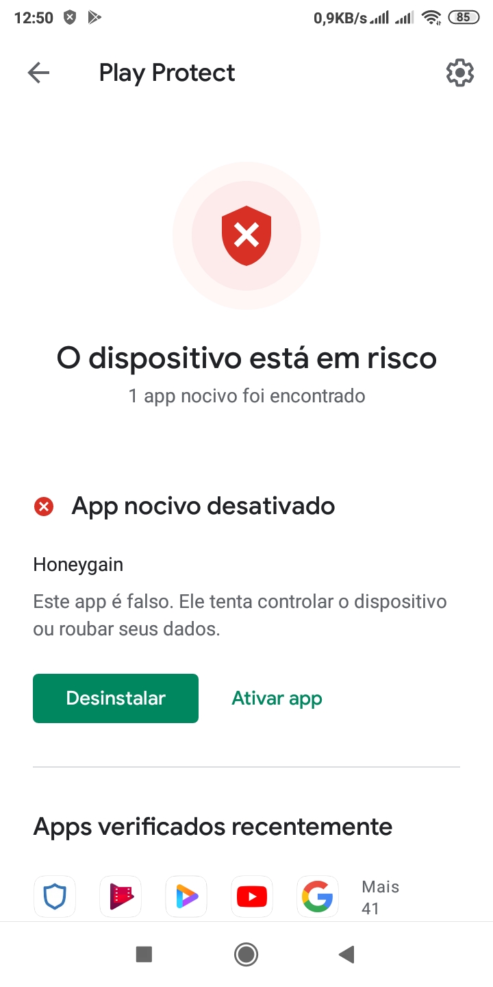 Usuários são surpreendidos com aviso da "Play Protect" sobre o