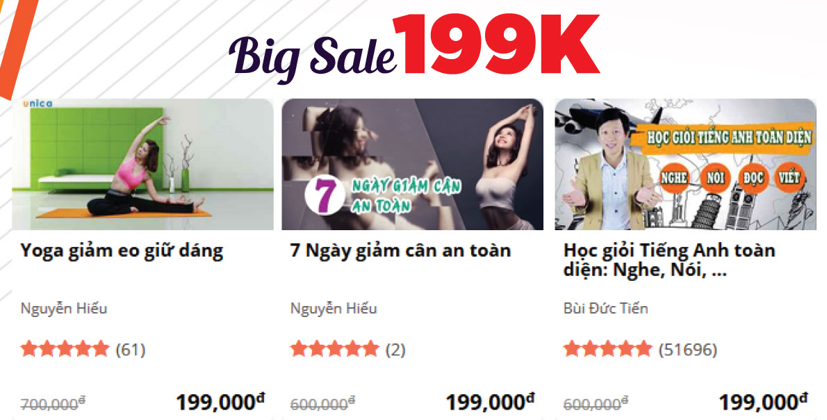 BIG SALE Unica tháng 6/2019: Đồng giá 199K/Khóa học - Mua 3 tặng 1