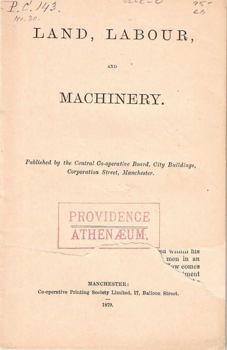 The Archive of the Revenant AvantGarde Land, Labour, and Machinery English Socialist Pamphlet