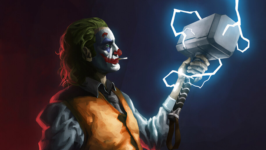Joker, Mjolnir, Hammer, Movie, Art, 4K, 5.1485 Wallpaper PC Desktop