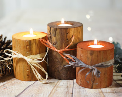 Log Candle Holders handmade by GFTWoodcraft